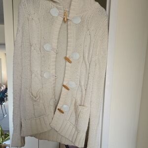 Cream Knit Toggle Cardigan Sweater - Brand Unspecified